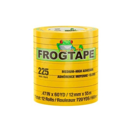 Shurtape FrogTape Performance Grade, Moderate Temperature Masking Tape, Gold, 12mm x 55m - Case of 96 105318